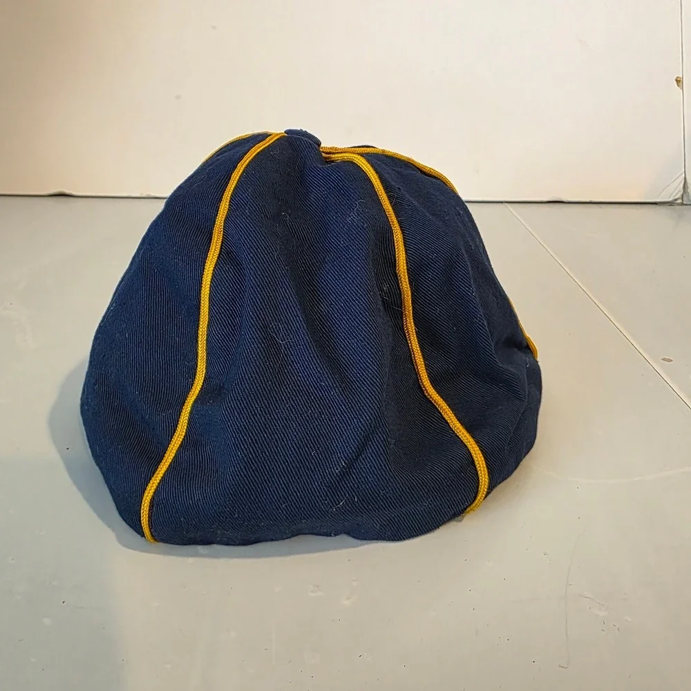 Vintage Boy Scouts of America Cub Scouts Navy Blue Yellow Piping Uniform Hat Cap